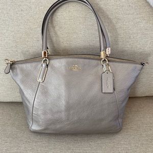 Metallic genuine leather Coach handbag.